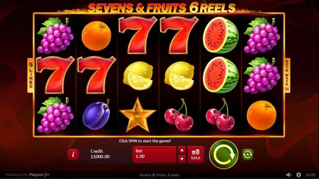 Геймплей слота 5 Super Sevens and Fruits 6 reels