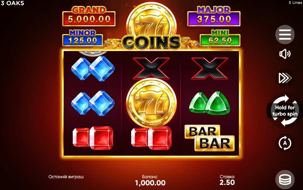 Дизайн слота 777 Coins