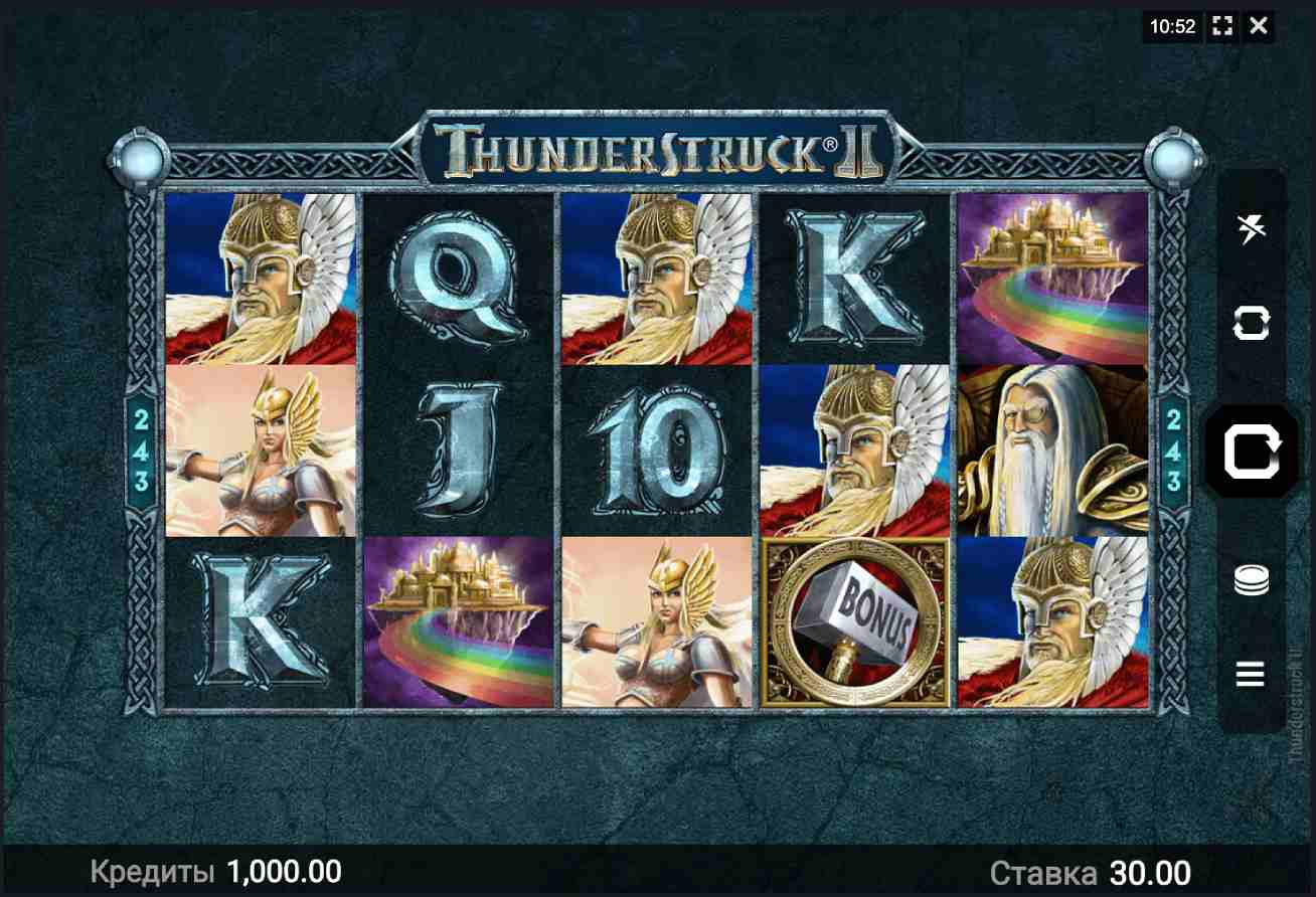 Геймплей слота Thunderstruck 2